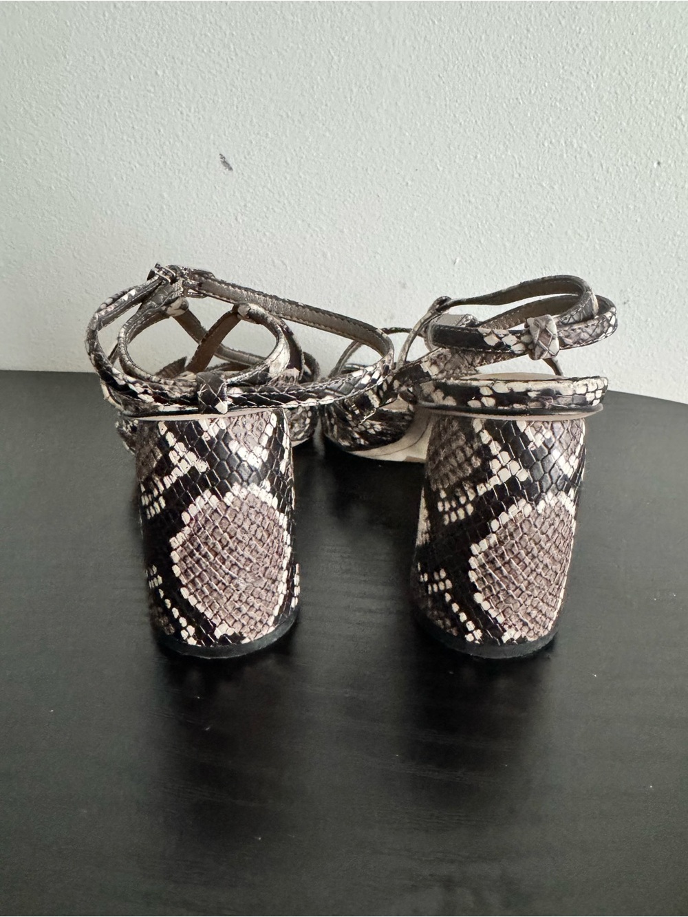 Sam Edelman Braided Metallic Snakeskin Strappy Heel Sandals - Picture 5 of 8